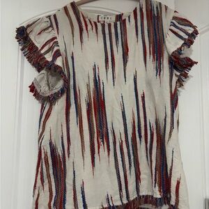 THML Multicolor Fringe Sleeve Blouse